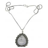 Dendritic Opal Pendant Necklace with Chain