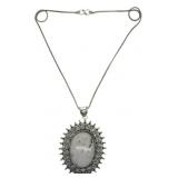 Rainbow Moon Stone Pendant Necklace with Chain