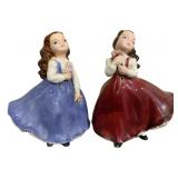 Pair Ceramic Girl Figurines - 7"