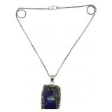 Lapis Pendant Necklace with Chain