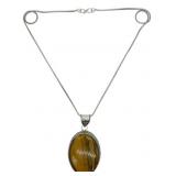 Tiger Eye Pendant Necklace with Chain