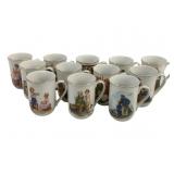12pc Norman Rockwell Museum Mugs - 4 1/4" Tall