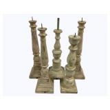 Group of 5 Carved Candle Prickets 11-12.5"