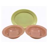 3 Vintage Glass Dishes - 9" Bowls/12 x 9.5 plate