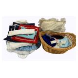 Lot of Assorted Linens & Basket