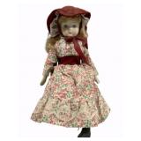 Vintage Porcelain Doll w/ Wooden Chair - 15"