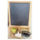 Chalkboard w/ chalk & other items