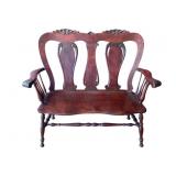 Wood Carved Settee - 46 x 23 x 43