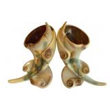 2 Hull Pottery Cornucopias - 13.5" Tall