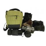 Canon AE-I35mm Camera w/ 3 Extra Lenses & Bag