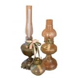 3 Oil Lamps - 20.5', 17', 7' Tall