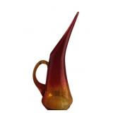 Vintage Amberina Crackle Glass Pitcher - 15' Tall
