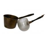 2 Ladles - 1 Brass, 1 Glass - 15" Long