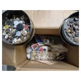 Box Lot of Vintage Buttons & Sewing Notions