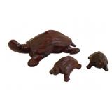 Carved Rosewood Turtles w/ Glass Eyes