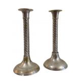 Pair Silver Plate Candleholders 8"