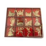 Vtg 12 Days of Christmas Metal Ornaments