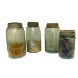 4 Blue Ball Mason Jars - 8" Round