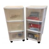 2 Rolling Storage Drawer Containers