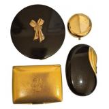Vtg Gold Tone & Black Enamel Compact Lot