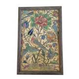 Framed Persian Style Tile w/ Birds & Flowers