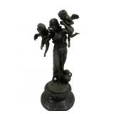Bronze Statue Woman w/ Two Cherubs 26"x10"