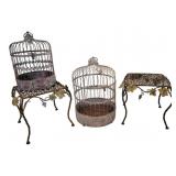 4 Metal Items: 2 Birdcages & Plant Stands