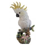 Cockatoo Figurine on Floral Branch 11"