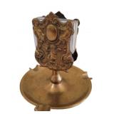 Brass w/Copper Overlay Ashtray & Match Holder