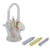 Glass Basket w/ Assorted Vtg Glass Vials