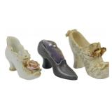 3 Porcelain Shoes, Varying Makers 2.5"