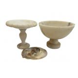 2 Marble Compotes & Shell 7.5"