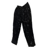 100% Silk Handbeaded Sequin Pants Size 10
