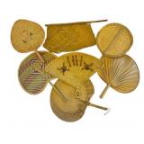 Collection of 8 Vtg Woven Hand Fans