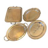 4 Silver Plate Platters w/ Meat Platter