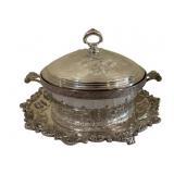 Silver Plated Covered Serving Dish w/ Tray