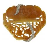 Kenneth Lane Carved Carnelian/Agate Brooch