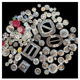 Assorted Clear Glass Buttons and Buckles