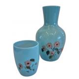 Hand Painted Opaline Blue Tumble Up Set