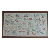 Framed Needlework Gourmet Alphabet Sampler