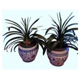 Pr Chinese Blue & White Porcelain Planters