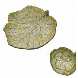 Portuguese Majolica Leaf 2pc Tidbit Set