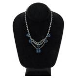 Vtg Art Deco Blue Rhinestone Necklace