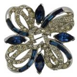 Vtg Pell Rhinestone Flower Brooch