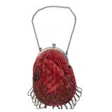 Vintage Cloth Beaded Handbag 5.5x4