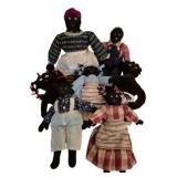 Group Lot of Handmade Black Cloth Dolls