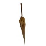 Vtg Parasol w/ Wood Handle & Tan Fabric