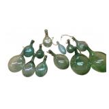 Lot of Assorted Green Glass Bottles - 15" Tall