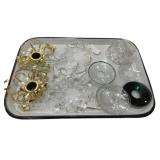 Enamel Tray w/ Bobeches, Wax Rings & Etc