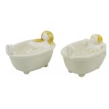2 Vtg Porcelain Fitz & Floyd Bathtub Figures